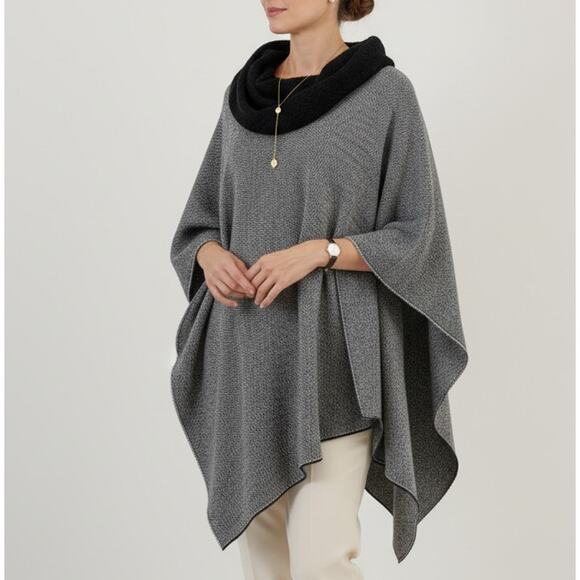 Peruvian Link Sweaters - Peruvian Link Alpaca Blend Cowl Neck Poncho One Size Fits Most